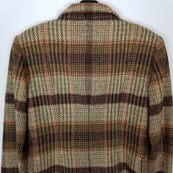MaxMara Weekend Women 100% Virgin Wool Blazer Jacket Size US 6 Brown Plaid - Picture 5 of 10